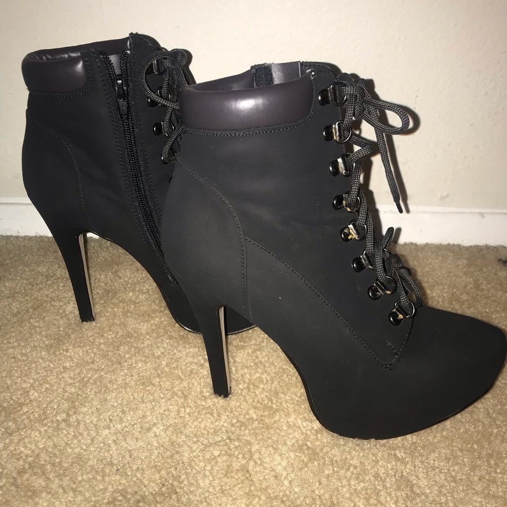 Andrea black combat heels